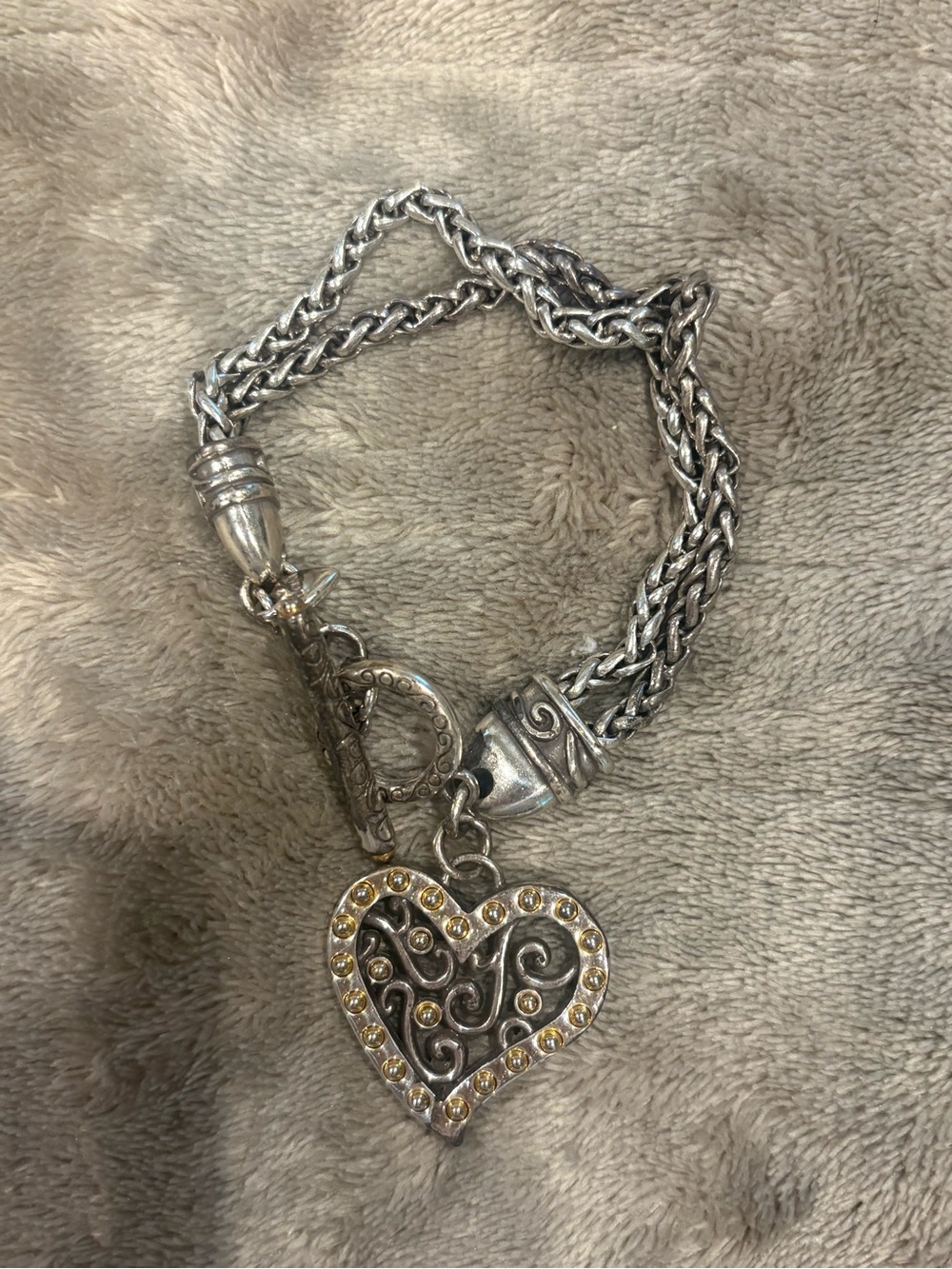 Brighton Silver Heart Bracelet with Gold Accents - Picture 2 of 2
